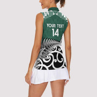 New Zealand South Africa Rugby Custom Women Sleeveless Polo Shirt Springboks Kente All Black Maori Together LT14 - Polynesian Pride