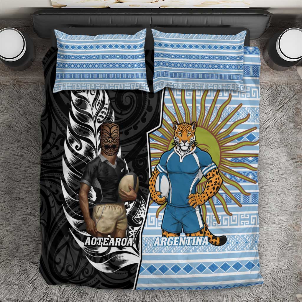 New Zealand Argentina Rugby Bedding Set 2025 Los Pumas All Black Together - Polynesian Pride
