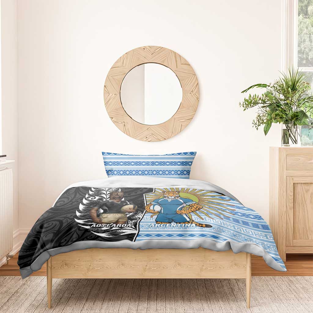 New Zealand Argentina Rugby Bedding Set 2025 Los Pumas All Black Together - Polynesian Pride