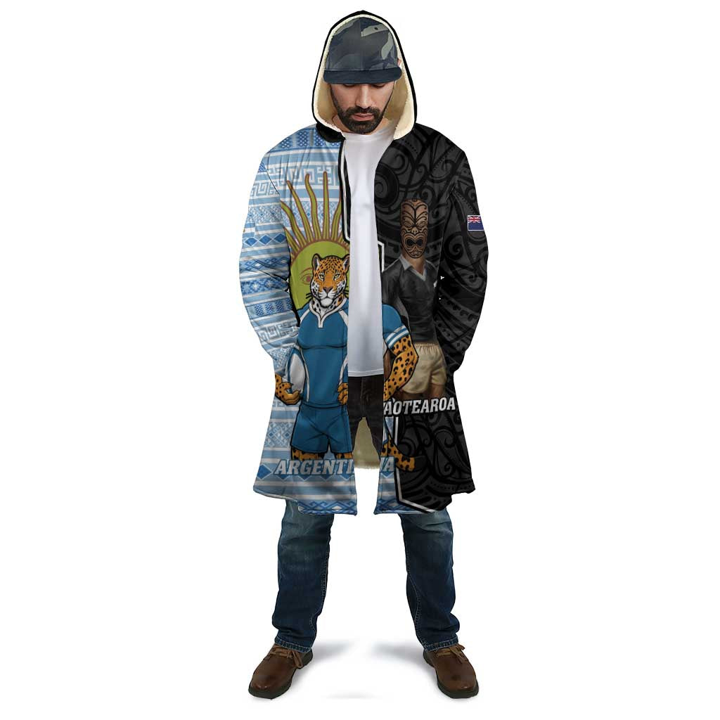New Zealand Argentina Rugby Custom Cloak 2025 Los Pumas All Black Together - Polynesian Pride