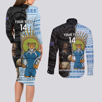 New Zealand Argentina Rugby Custom Couples Matching Long Sleeve Bodycon Dress and Long Sleeve Button Shirt 2025 Los Pumas All Black Together - Polynesian Pride