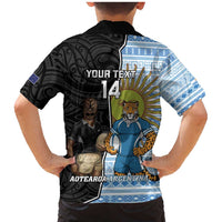 New Zealand Argentina Rugby Custom Family Matching Mermaid Dress and Hawaiian Shirt 2025 Los Pumas All Black Together LT14 - Polynesian Pride