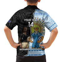 New Zealand Argentina Rugby Custom Family Matching Summer Maxi Dress and Hawaiian Shirt 2025 Los Pumas All Black Together LT14 - Polynesian Pride