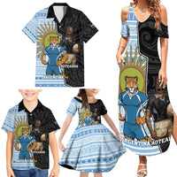 New Zealand Argentina Rugby Custom Family Matching Summer Maxi Dress and Hawaiian Shirt 2025 Los Pumas All Black Together LT14 - Polynesian Pride