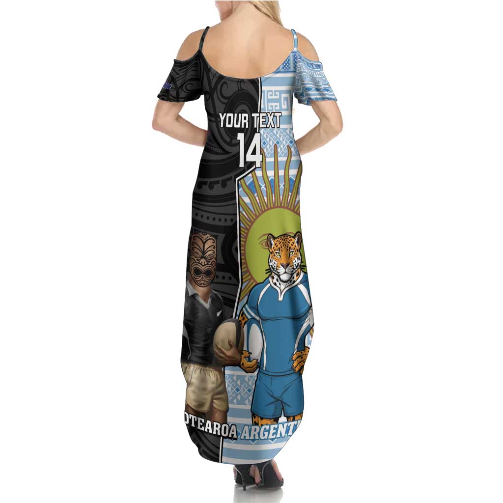 New Zealand Argentina Rugby Custom Family Matching Summer Maxi Dress and Hawaiian Shirt 2025 Los Pumas All Black Together LT14 - Polynesian Pride