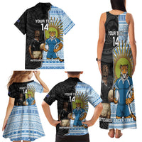 New Zealand Argentina Rugby Custom Family Matching Tank Maxi Dress and Hawaiian Shirt 2025 Los Pumas All Black Together LT14 - Polynesian Pride