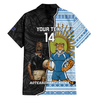 New Zealand Argentina Rugby Custom Family Matching Tank Maxi Dress and Hawaiian Shirt 2025 Los Pumas All Black Together LT14 - Polynesian Pride
