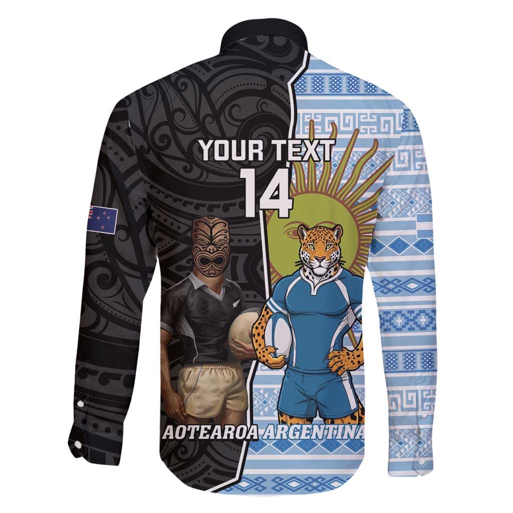New Zealand Argentina Rugby Custom Family Matching Tank Maxi Dress and Hawaiian Shirt 2025 Los Pumas All Black Together LT14 - Polynesian Pride