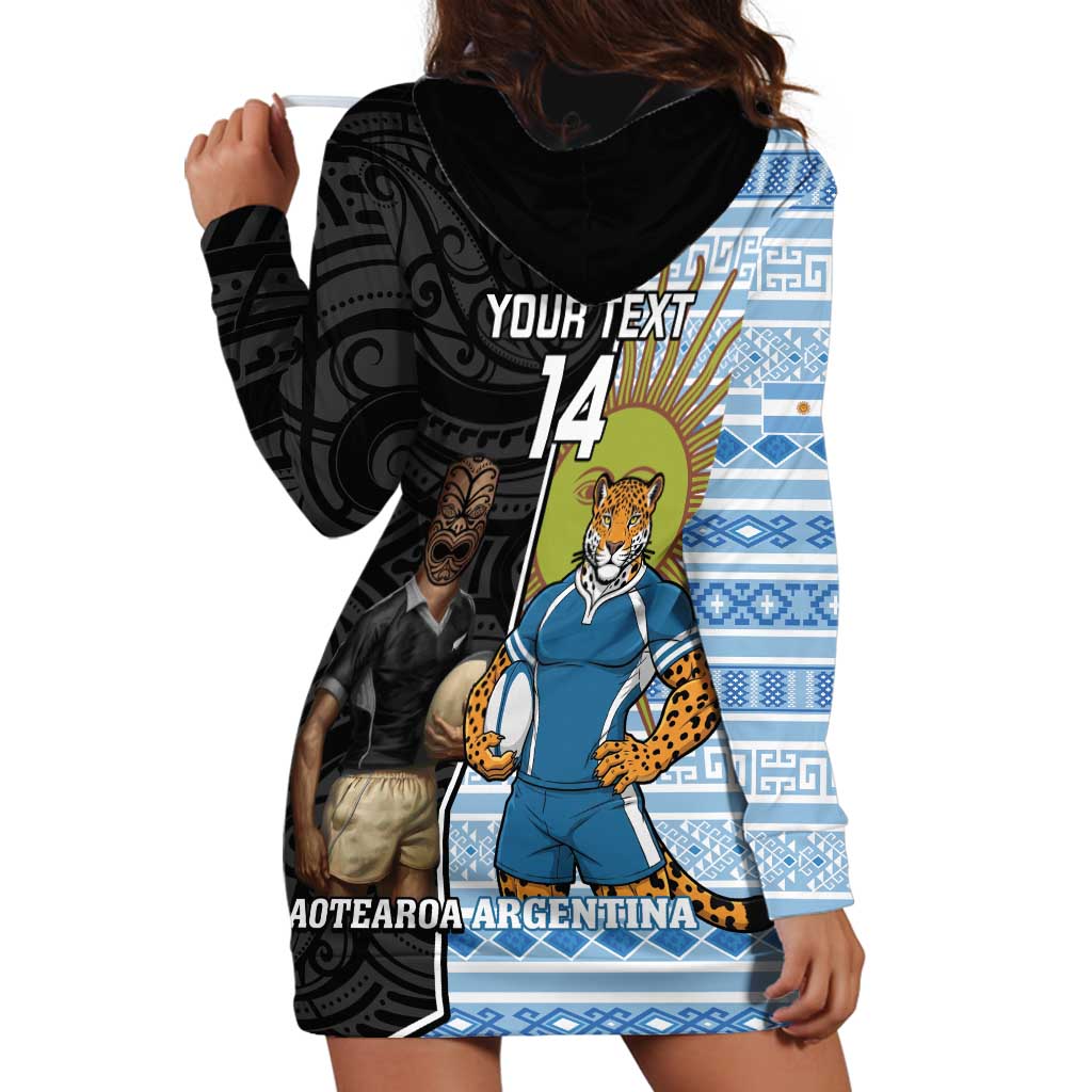 New Zealand Argentina Rugby Custom Hoodie Dress 2025 Los Pumas All Black Together LT14 - Polynesian Pride
