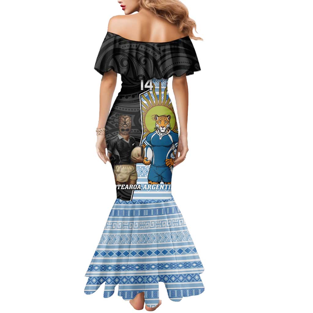 New Zealand Argentina Rugby Custom Mermaid Dress 2025 Los Pumas All Black Together LT14 - Polynesian Pride