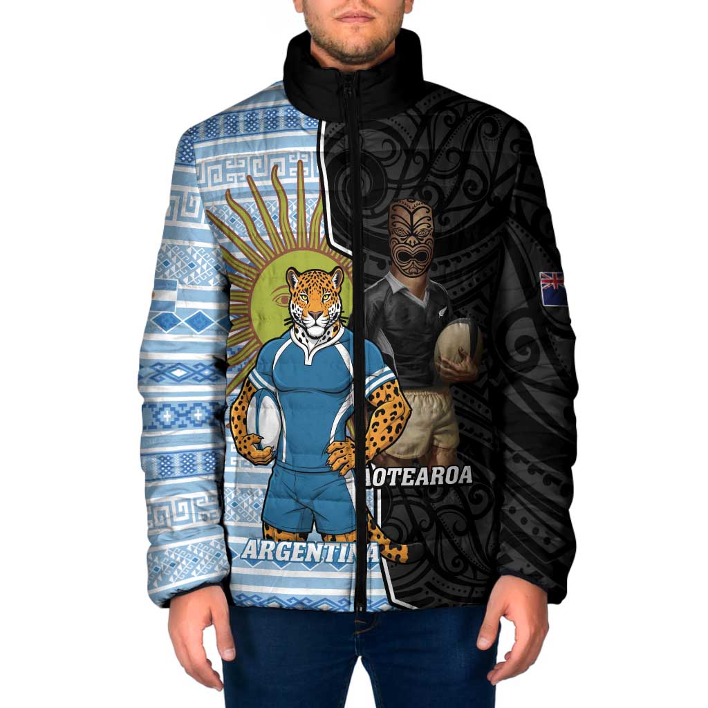 New Zealand Argentina Rugby Custom Padded Jacket 2025 Los Pumas All Black Together - Polynesian Pride