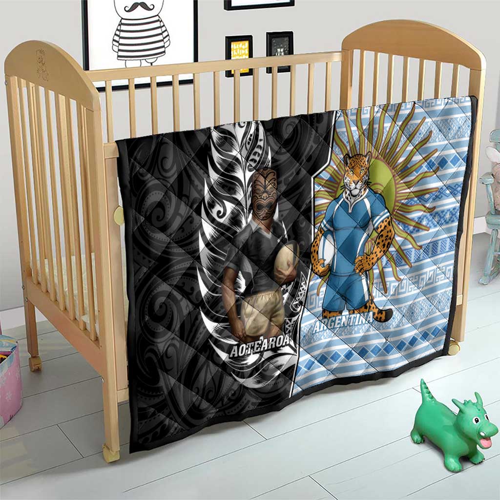 New Zealand Argentina Rugby Quilt 2025 Los Pumas All Black Together - Polynesian Pride