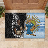 New Zealand Argentina Rugby Rubber Doormat 2025 Los Pumas All Black Together - Polynesian Pride