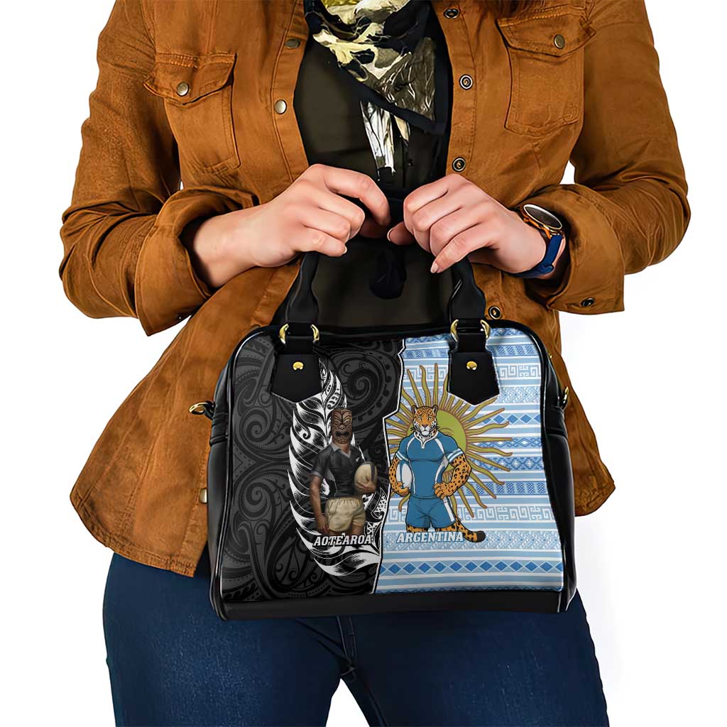 New Zealand Argentina Rugby Shoulder Handbag 2025 Los Pumas All Black Together - Polynesian Pride