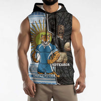 New Zealand Argentina Rugby Custom Sleeveless Hoodie 2025 Los Pumas All Black Together LT14 - Polynesian Pride