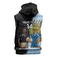 New Zealand Argentina Rugby Custom Sleeveless Zip Hoodie 2025 Los Pumas All Black Together LT14 - Polynesian Pride