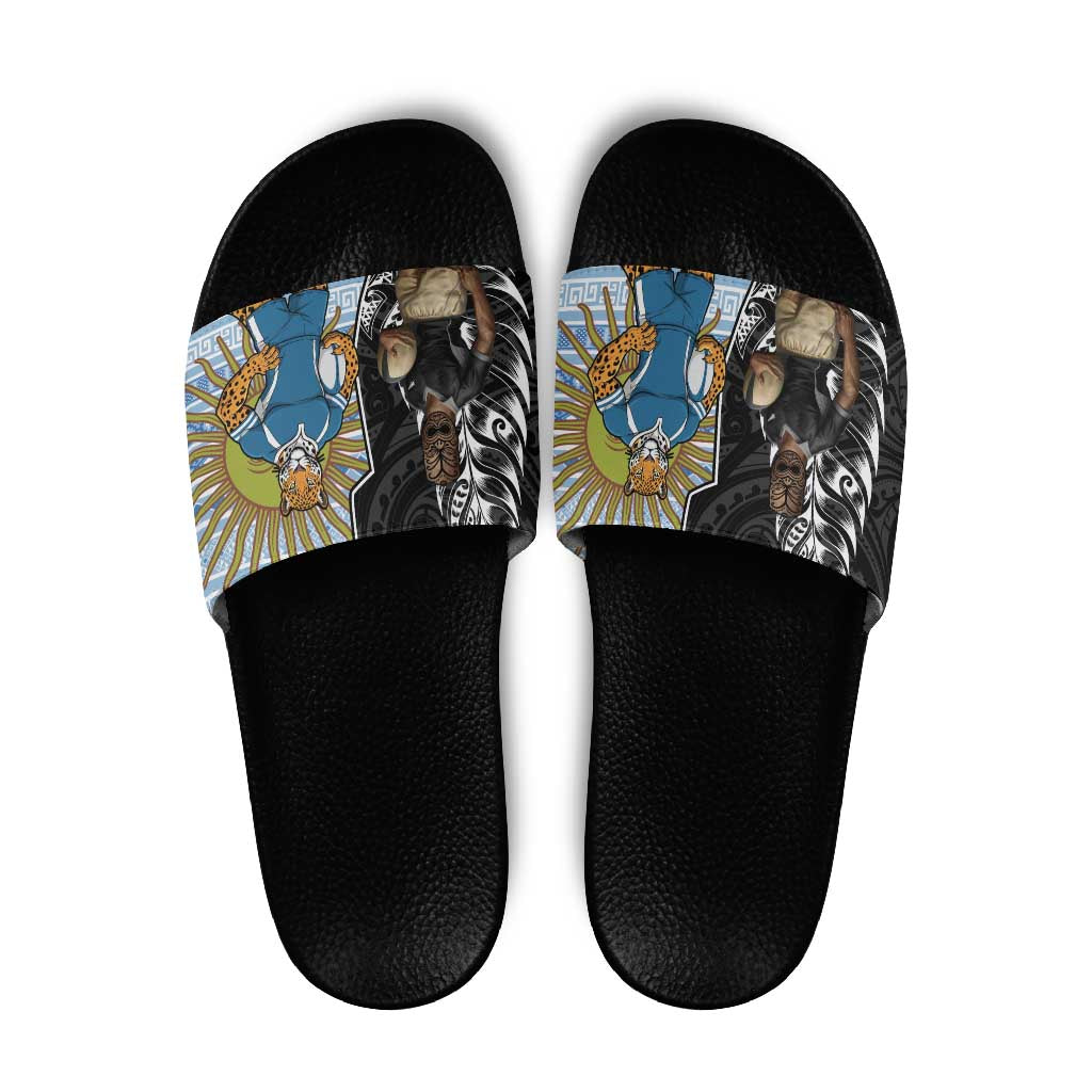 New Zealand Argentina Rugby Slide Sandals 2025 Los Pumas All Black Together - Polynesian Pride