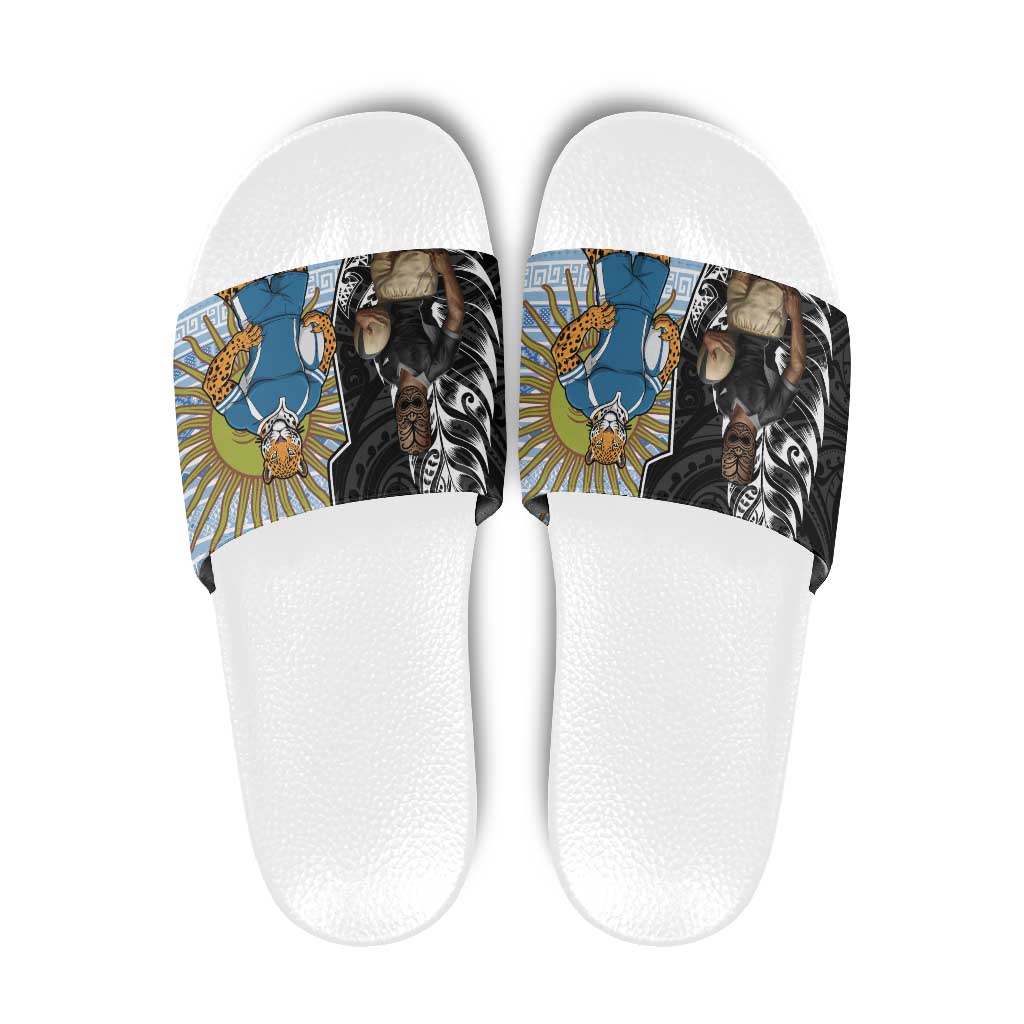 New Zealand Argentina Rugby Slide Sandals 2025 Los Pumas All Black Together - Polynesian Pride
