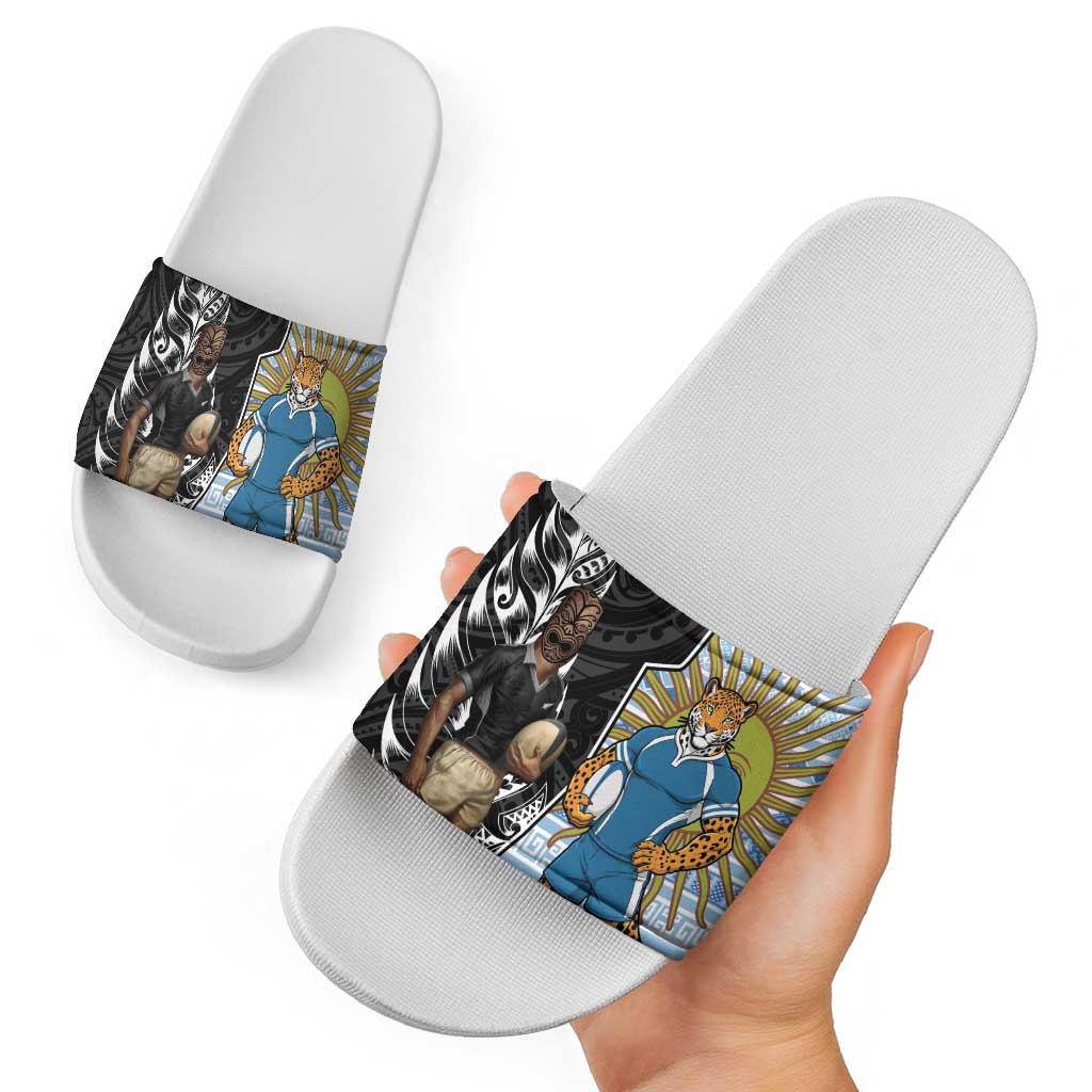 New Zealand Argentina Rugby Slide Sandals 2025 Los Pumas All Black Together - Polynesian Pride
