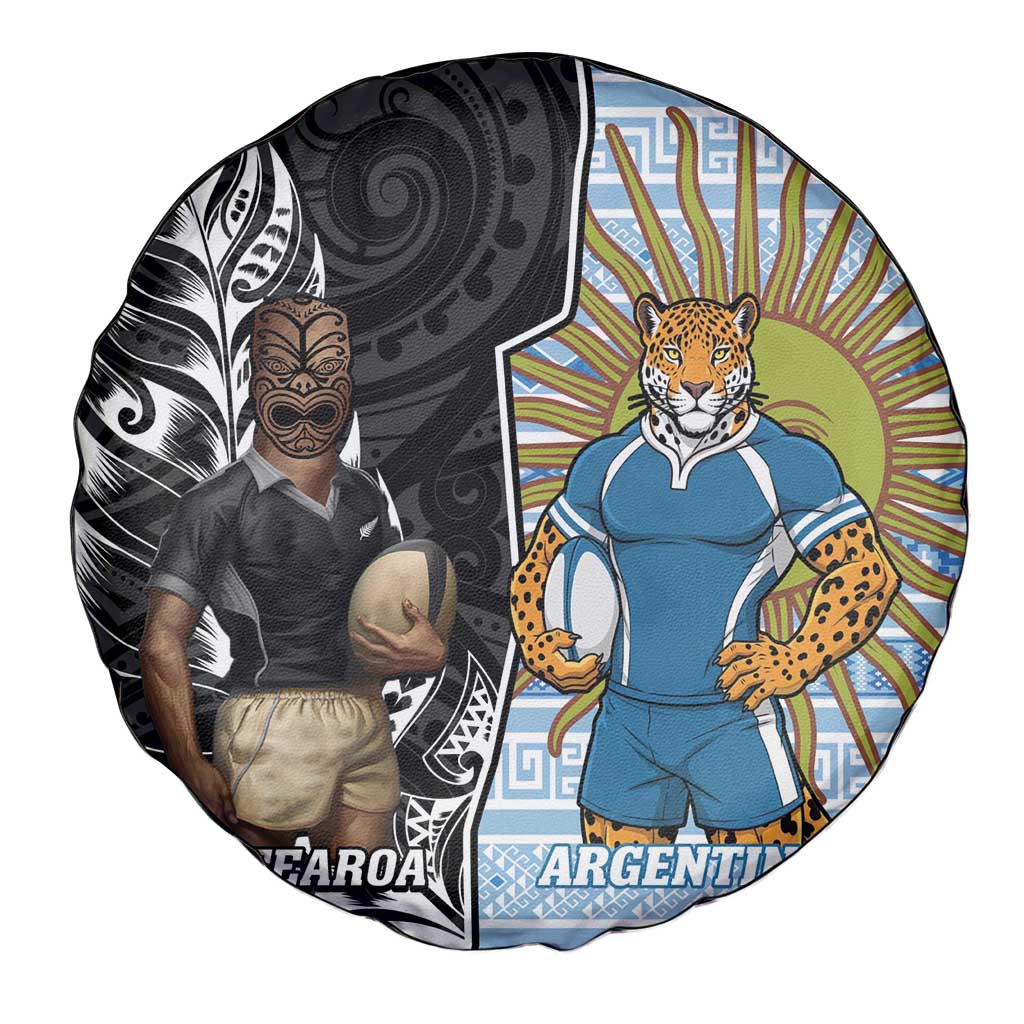 New Zealand Argentina Rugby Spare Tire Cover 2025 Los Pumas All Black Together LT14 - Polynesian Pride