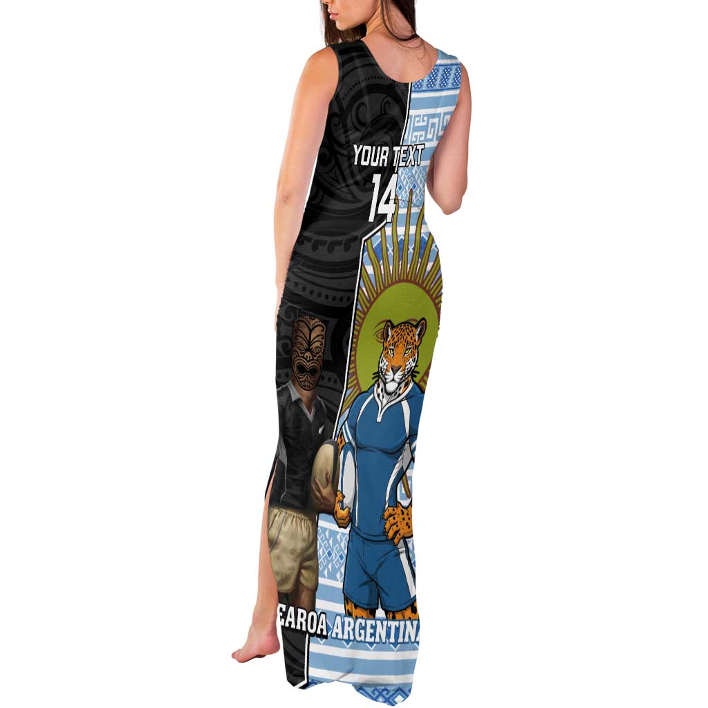 New Zealand Argentina Rugby Custom Tank Maxi Dress 2025 Los Pumas All Black Together - Polynesian Pride