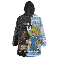 New Zealand Argentina Rugby Custom Wearable Blanket Hoodie 2025 Los Pumas All Black Together LT14 - Polynesian Pride