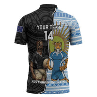 New Zealand Argentina Rugby Custom Zipper Polo Shirt 2025 Los Pumas All Black Together LT14 - Polynesian Pride