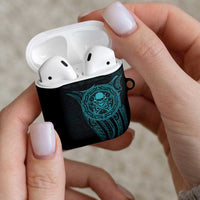 New Zealand Skull Darts AirPods Case Aotearoa Maori Chest Tattoo Stylized Teal - Polynesian Pride