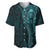 New Zealand Skull Darts Baseball Jersey Aotearoa Maori Chest Tattoo Stylized Teal - Polynesian Pride