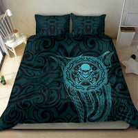 New Zealand Skull Darts Bedding Set Aotearoa Maori Chest Tattoo Stylized Teal LT14 - Polynesian Pride