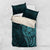 New Zealand Skull Darts Bedding Set Aotearoa Maori Chest Tattoo Stylized Teal - Polynesian Pride