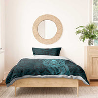 New Zealand Skull Darts Bedding Set Aotearoa Maori Chest Tattoo Stylized Teal LT14 - Polynesian Pride
