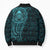 New Zealand Skull Darts Bomber Puffer Jacket Aotearoa Maori Chest Tattoo Stylized Teal - Polynesian Pride