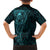 New Zealand Skull Darts Family Matching Off The Shoulder Long Sleeve Dress and Hawaiian Shirt Aotearoa Maori Chest Tattoo Stylized Teal - Polynesian Pride