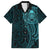 New Zealand Skull Darts Family Matching Off The Shoulder Long Sleeve Dress and Hawaiian Shirt Aotearoa Maori Chest Tattoo Stylized Teal - Polynesian Pride