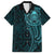 New Zealand Skull Darts Family Matching Off Shoulder Maxi Dress and Hawaiian Shirt Aotearoa Maori Chest Tattoo Stylized Teal - Polynesian Pride