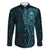 New Zealand Skull Darts Family Matching Off Shoulder Maxi Dress and Hawaiian Shirt Aotearoa Maori Chest Tattoo Stylized Teal - Polynesian Pride