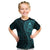 New Zealand Skull Darts Kid T Shirt Aotearoa Maori Chest Tattoo Stylized Teal - Polynesian Pride