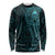 New Zealand Skull Darts Long Sleeve Shirt Aotearoa Maori Chest Tattoo Stylized Teal - Polynesian Pride