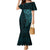 New Zealand Skull Darts Mermaid Dress Aotearoa Maori Chest Tattoo Stylized Teal - Polynesian Pride