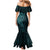 New Zealand Skull Darts Mermaid Dress Aotearoa Maori Chest Tattoo Stylized Teal - Polynesian Pride