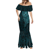 New Zealand Skull Darts Mermaid Dress Aotearoa Maori Chest Tattoo Stylized Teal - Polynesian Pride