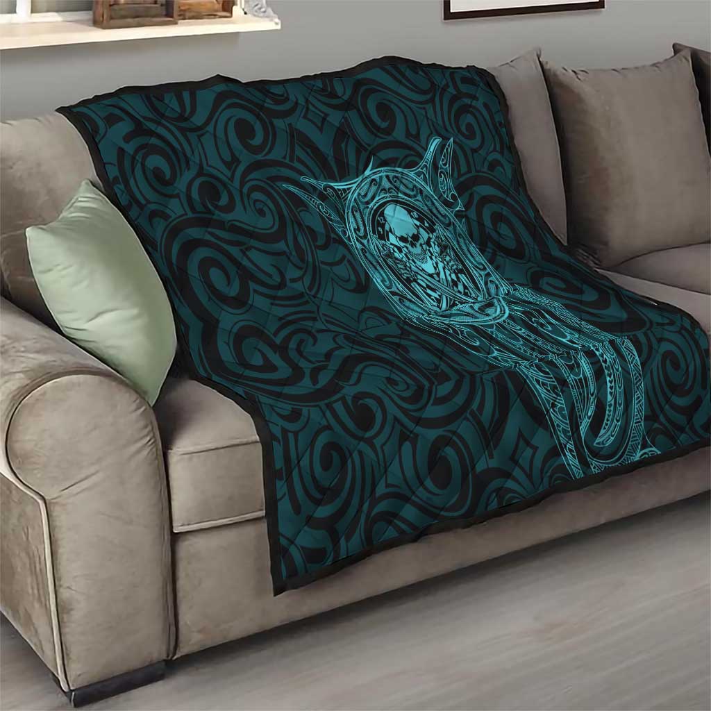 New Zealand Skull Darts Quilt Aotearoa Maori Chest Tattoo Stylized Teal - Polynesian Pride