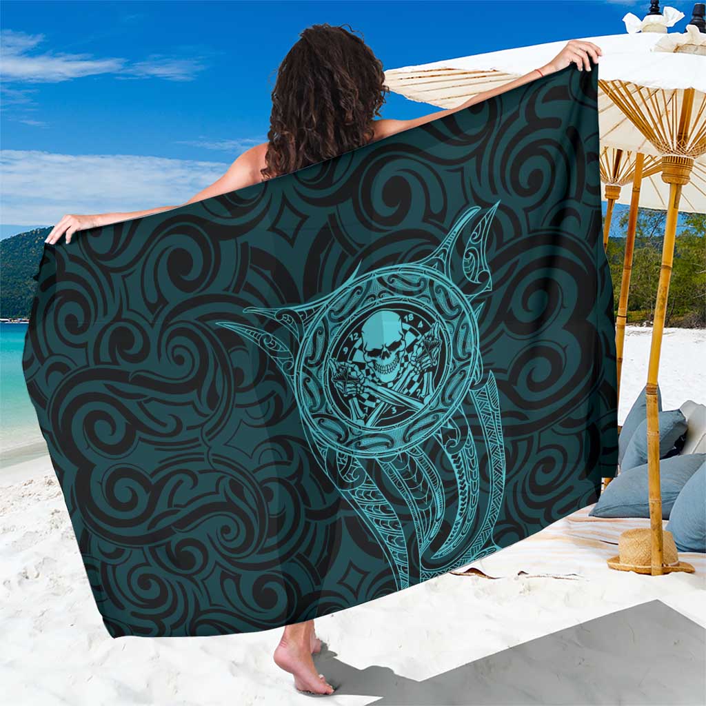 New Zealand Skull Darts Sarong Aotearoa Maori Chest Tattoo Stylized Teal - Polynesian Pride