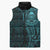 New Zealand Skull Darts Sleeveless Puffer Jacket Aotearoa Maori Chest Tattoo Stylized Teal - Polynesian Pride