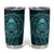 New Zealand Skull Darts Tumbler Cup Aotearoa Maori Chest Tattoo Stylized Teal - Polynesian Pride