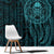 New Zealand Skull Darts Window Curtain Aotearoa Maori Chest Tattoo Stylized Teal - Polynesian Pride