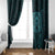 New Zealand Skull Darts Window Curtain Aotearoa Maori Chest Tattoo Stylized Teal - Polynesian Pride