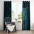 New Zealand Skull Darts Window Curtain Aotearoa Maori Chest Tattoo Stylized Teal - Polynesian Pride