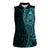 New Zealand Skull Darts Women Sleeveless Polo Shirt Aotearoa Maori Chest Tattoo Stylized Teal - Polynesian Pride